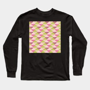 60s Retro vibes, pink and lime green pattern in ogee style Long Sleeve T-Shirt